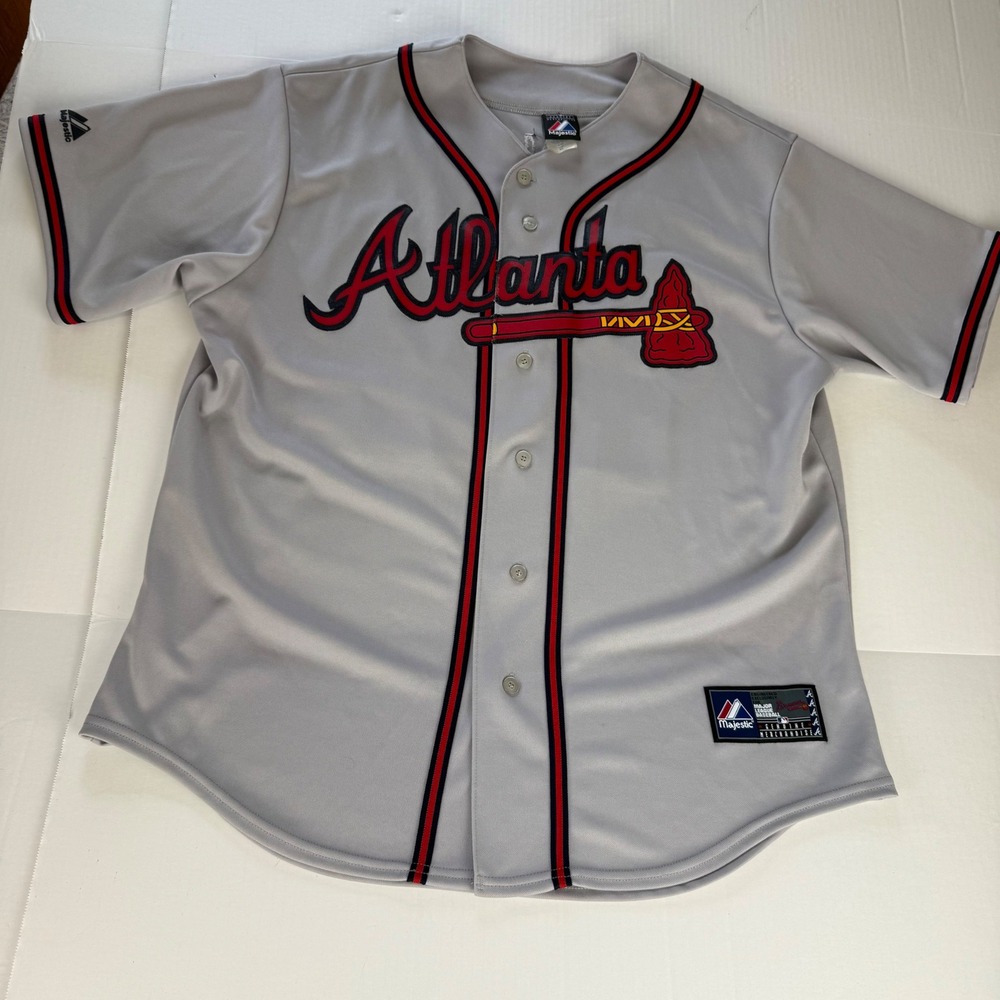 Majestic Atlanta Braves Jason Heyward 22 MLB Jersey Gray Mens XL Sewn Stitched
